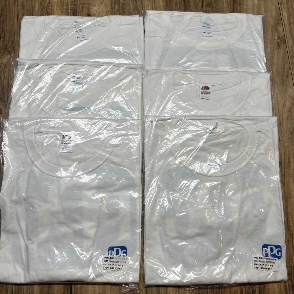 NEW PPG Pittsburgh Paints White T Shirt, Mens 2XL (LOT OF‎ 6)